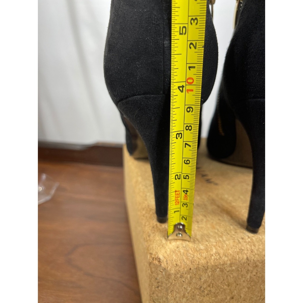 Black Suede Bootie by Audrey Brooke Abbriley Gold Zip Ankle Size 11 Party Casual - Picture 4 of 11